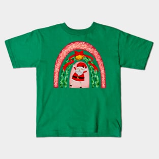 Jolly Santa Christmas Rainbow Kids T-Shirt